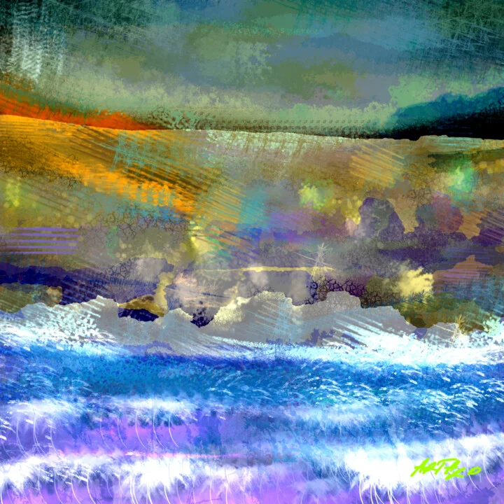 Click to view in high resolution Ochre and Turquoise Summer Hills