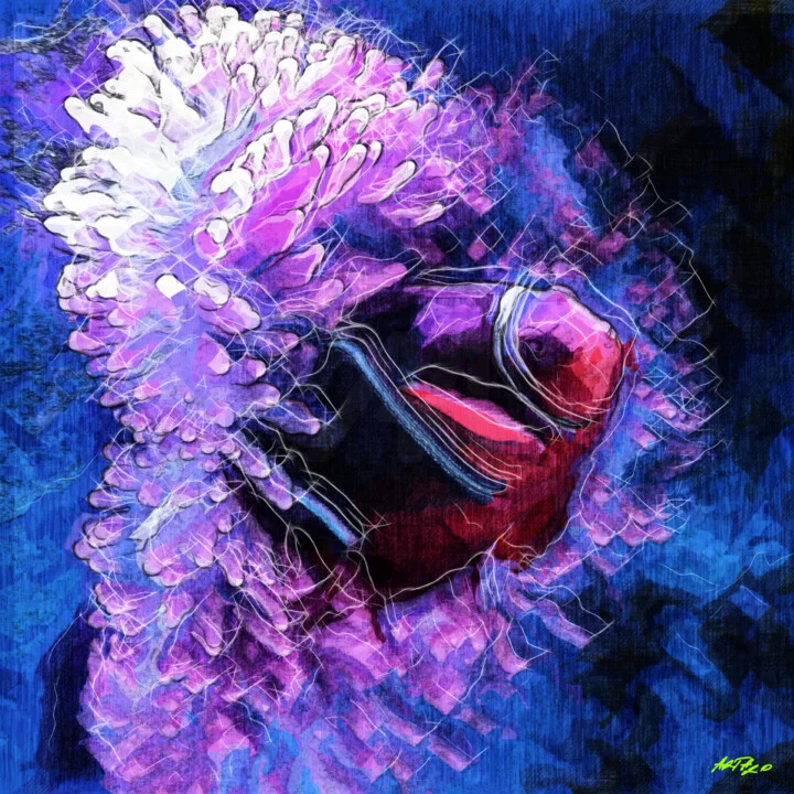 Click to view in high resolution Red Fish Among Purple Petals