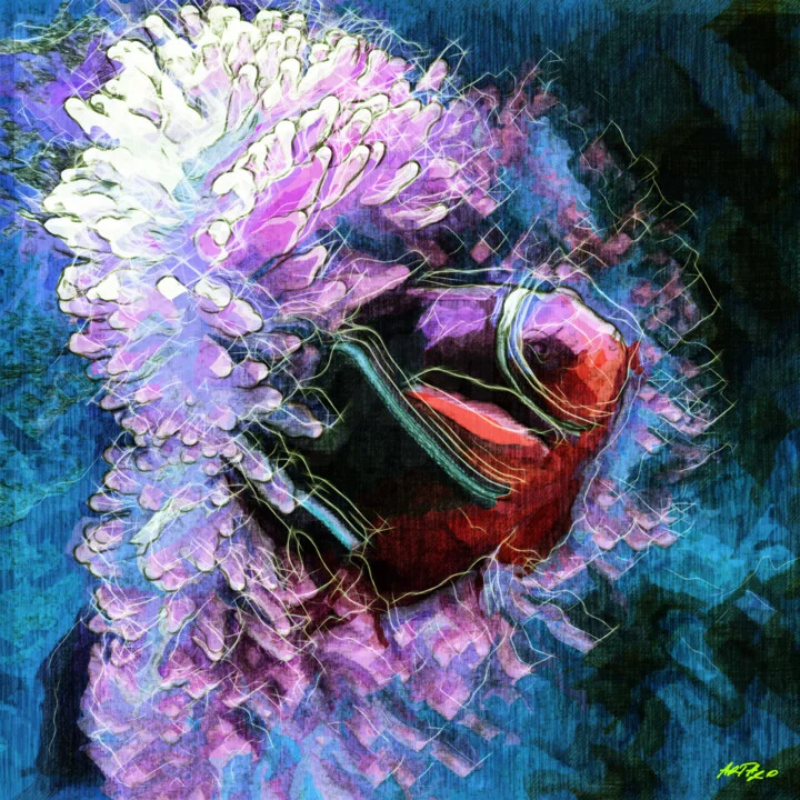 Click to view in high resolution Cerulean Fish with Floral Glow