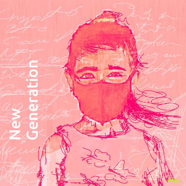 Click to view in high resolution Fuchsia and Blush Masked Child