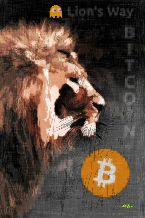 Click to view in high resolution Copper and Black Serene Lion Portrait