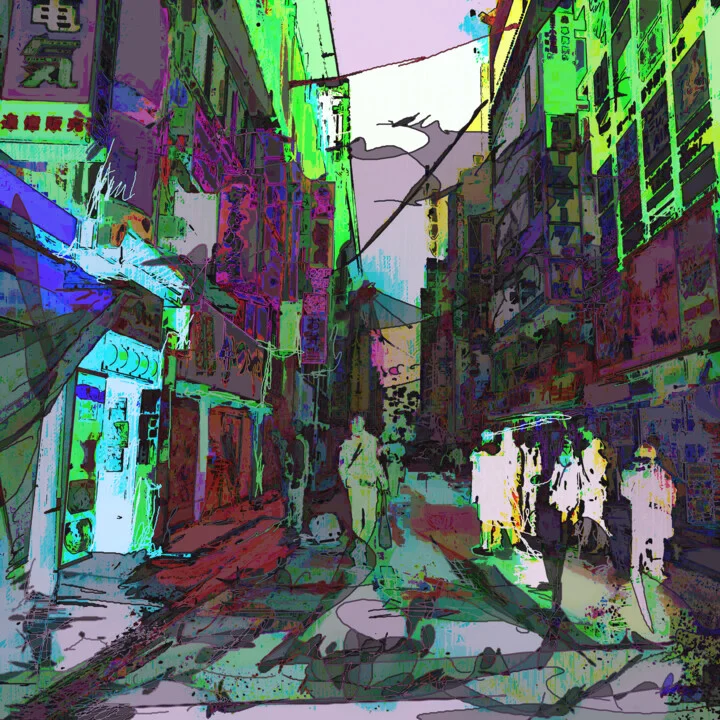 Click to view in high resolution Dynamic Neon Green Cityscape