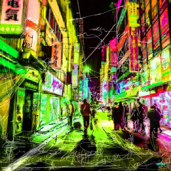 Click to view in high resolution Electric Neon Burst in Urban Life