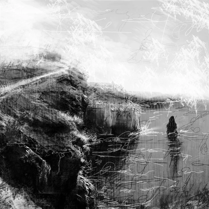 Click to view in high resolution Monochrome Cliffs in Gray Tones