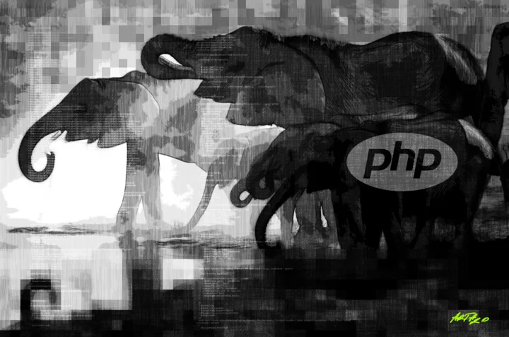 Click to view in high resolution Gray Pixelated Elephants in Harmony