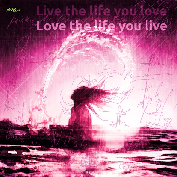 Click to view in high resolution Magenta Waves with Abstract Figure