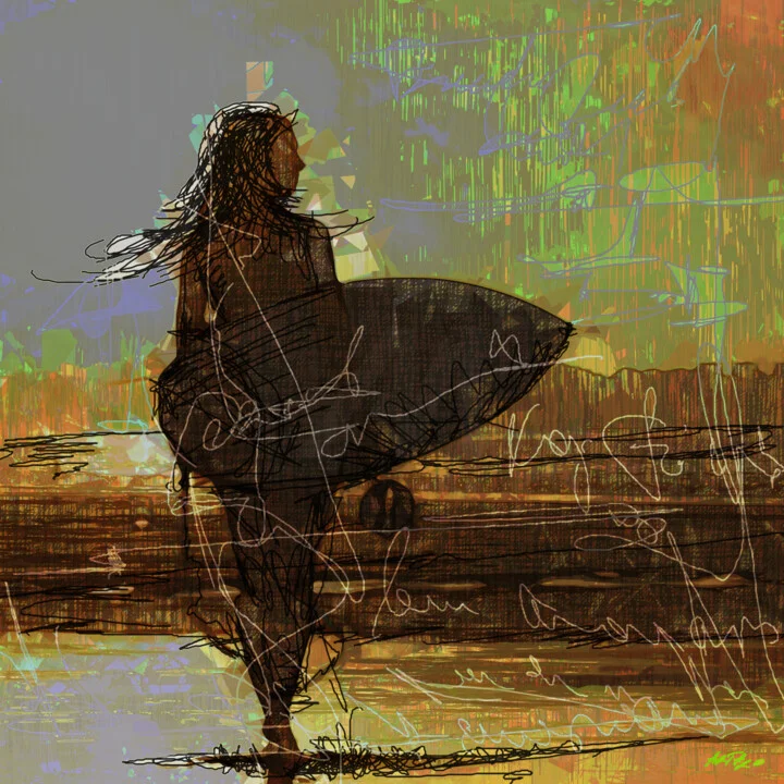 Click to view in high resolution Earthy Tones with Surfboard Silhouette