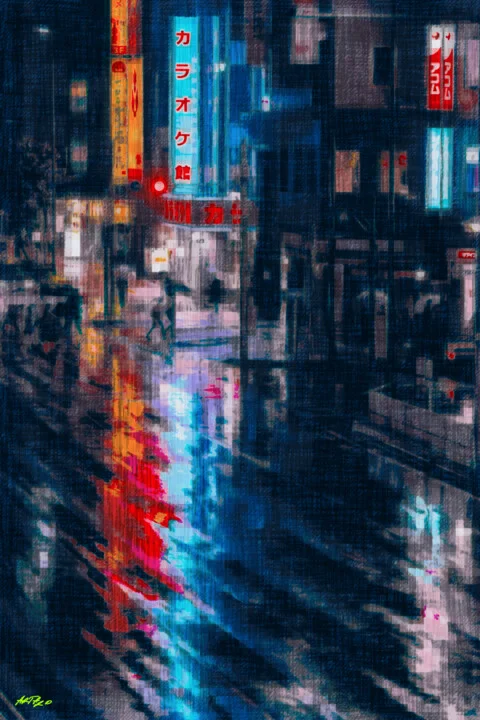 Click to view in high resolution Vibrant Neon Cityscape Digital Art