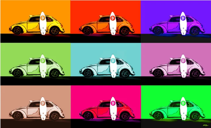 Click to view in high resolution Electric Orange VW Bug Digital Art