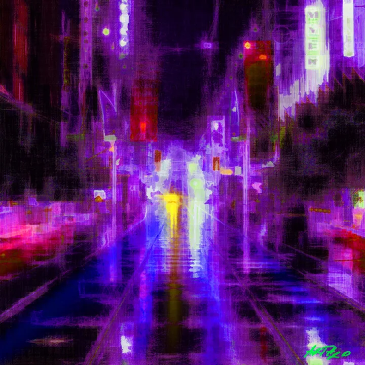 Click to view in high resolution Purple and Blue Neon Cityscape