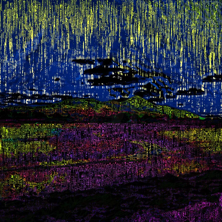 Click to view in high resolution Vibrant Yellow Abstract Landscape Digital Art