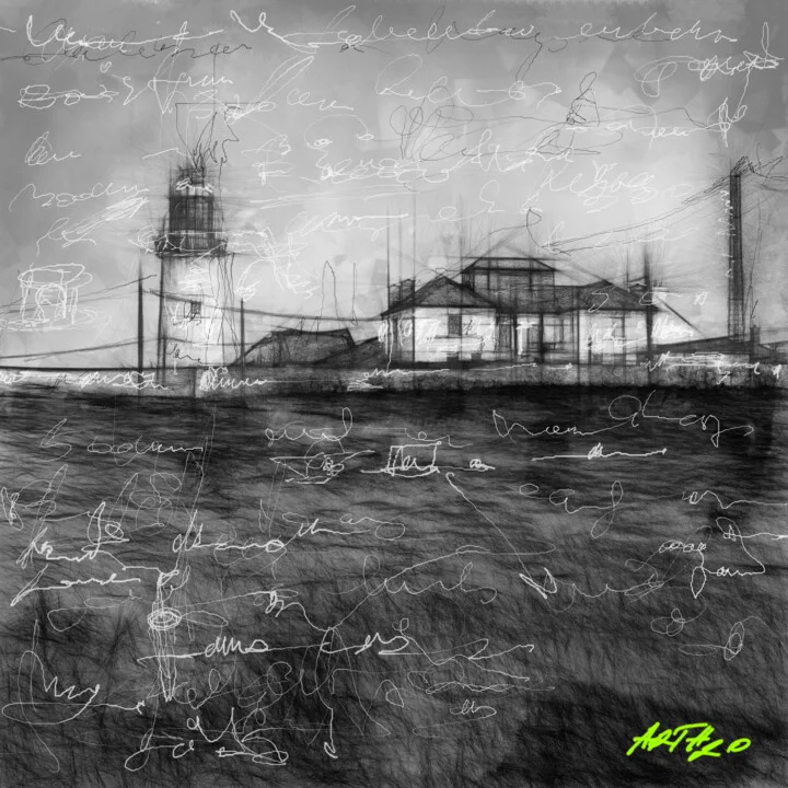 Click to view in high resolution Black and White Lighthouse Digital Artwork