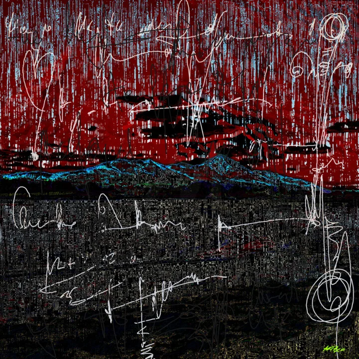 Click to view in high resolution Electric Red Mountain Landscape