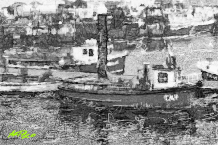 Click to view in high resolution Monochrome Harbor Study in Digital