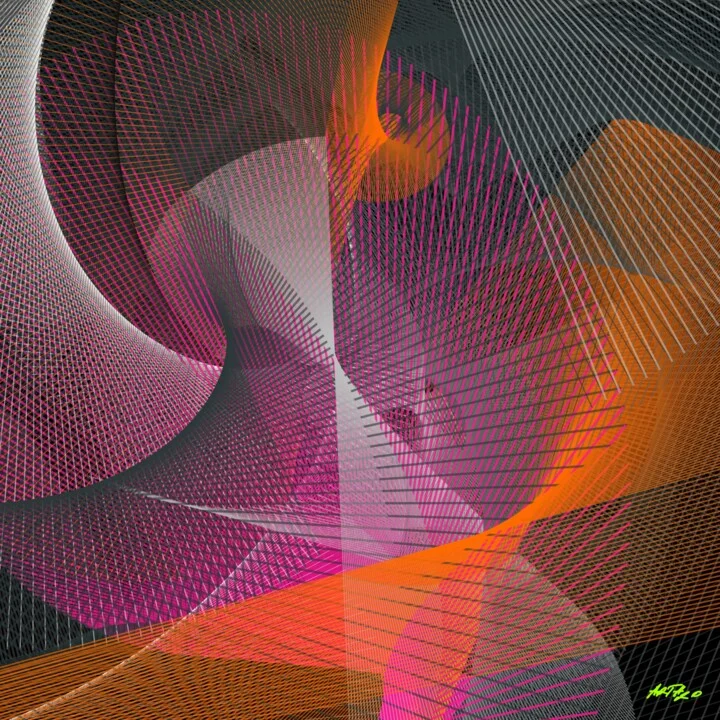 Click to view in high resolution Hot Magenta and Charcoal Line Art