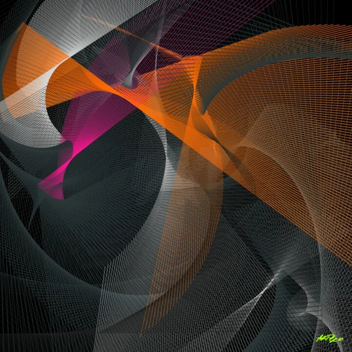 Click to view in high resolution Burnt Orange and Magenta Line Composition