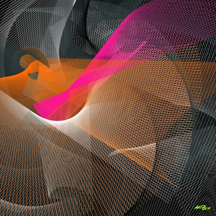 Click to view in high resolution Neon Magenta and Amber Line Art