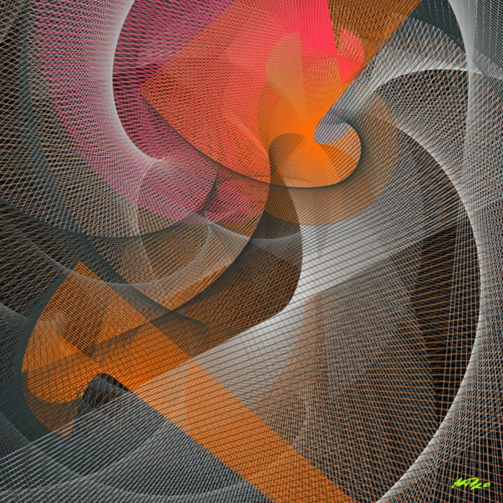 Click to view in high resolution Burnt Orange and Charcoal Abstract Print