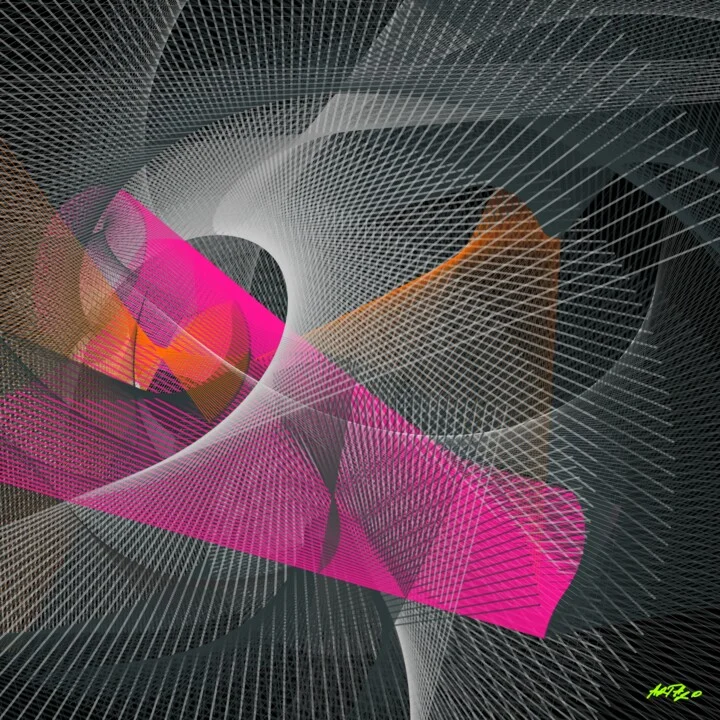 Click to view in high resolution Magenta and Charcoal Line Art