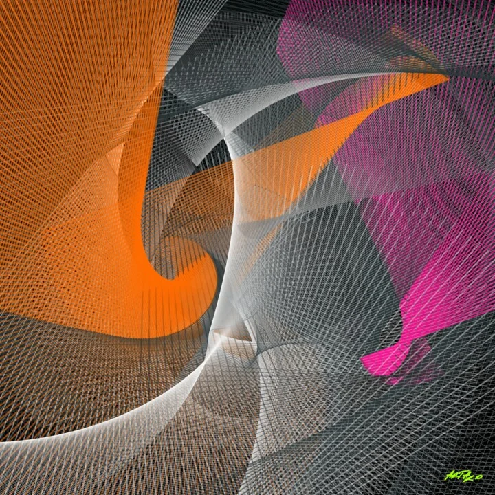 Click to view in high resolution Tangerine and Fuchsia Digital Mesh