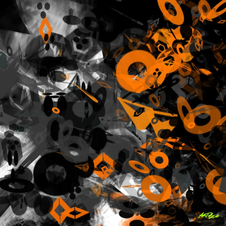 Click to view in high resolution Vibrant Orange on Charcoal Abstract