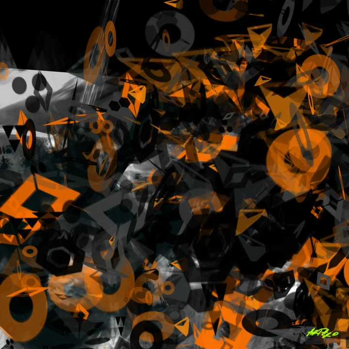 Click to view in high resolution Dynamic Tangerine Geometric Digital Art