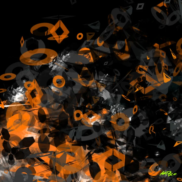 Click to view in high resolution Amber-Orange on Charcoal Abstract Digital Art
