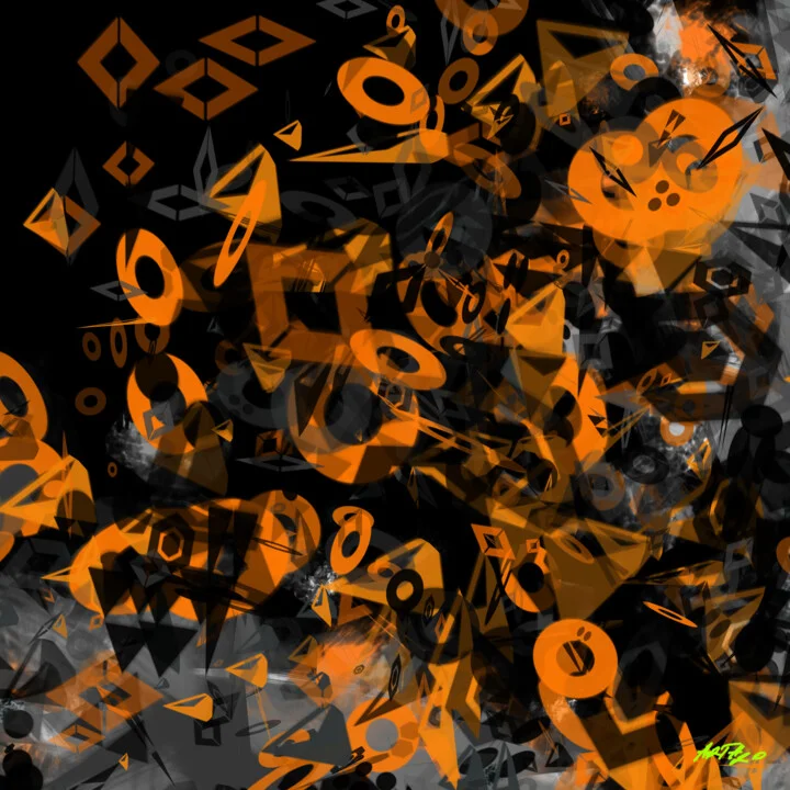 Click to view in high resolution Charcoal and Tangerine Digital Abstraction