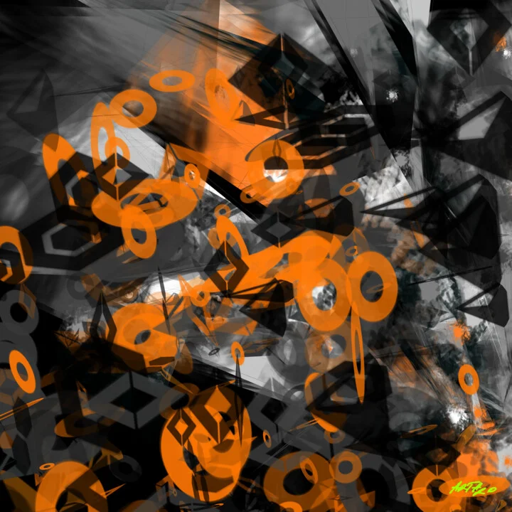 Click to view in high resolution Vivid Orange and Charcoal Digital Composition