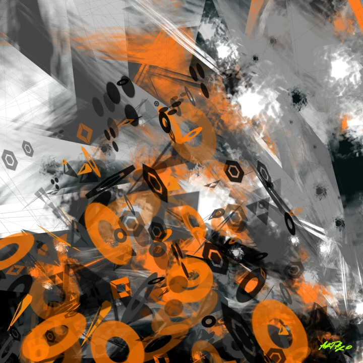 Click to view in high resolution Dynamic Orange and Gray Generative Art
