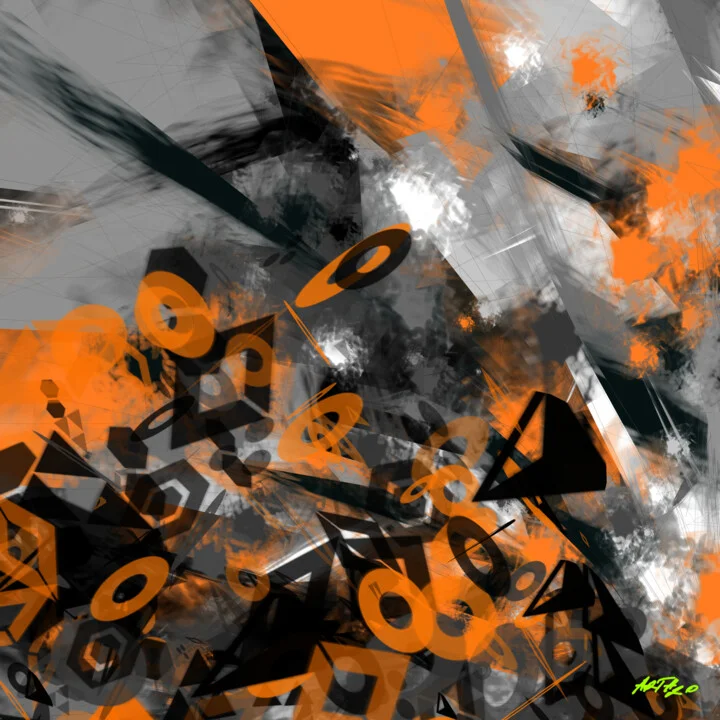 Click to view in high resolution Bright Orange and Slate Gray Digital Design