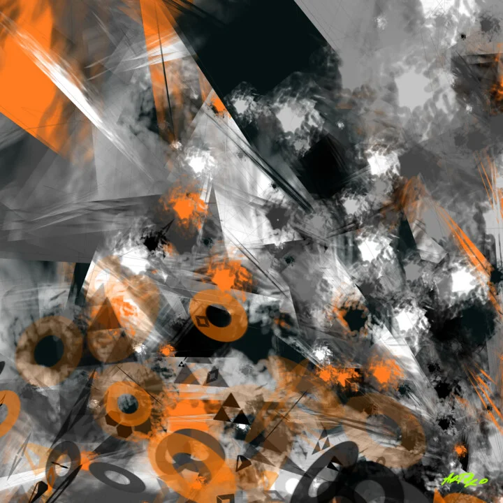 Click to view in high resolution Charcoal and Burnt Orange Digital Composition
