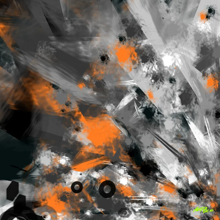 Click to view in high resolution Charcoal Gray and Orange Abstract Digital Work