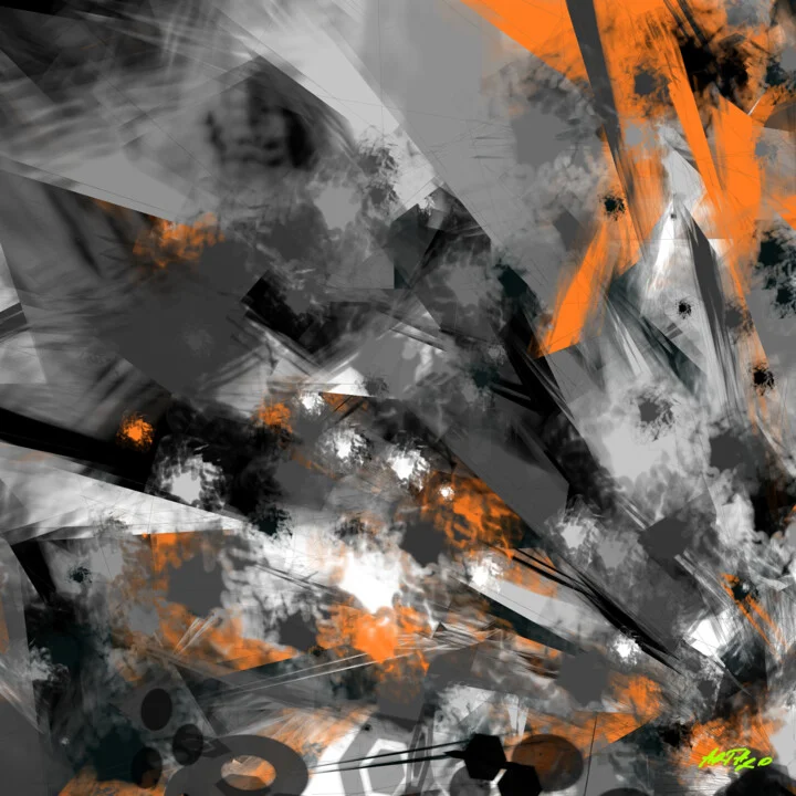 Click to view in high resolution Charcoal and Orange Generative Digital Art