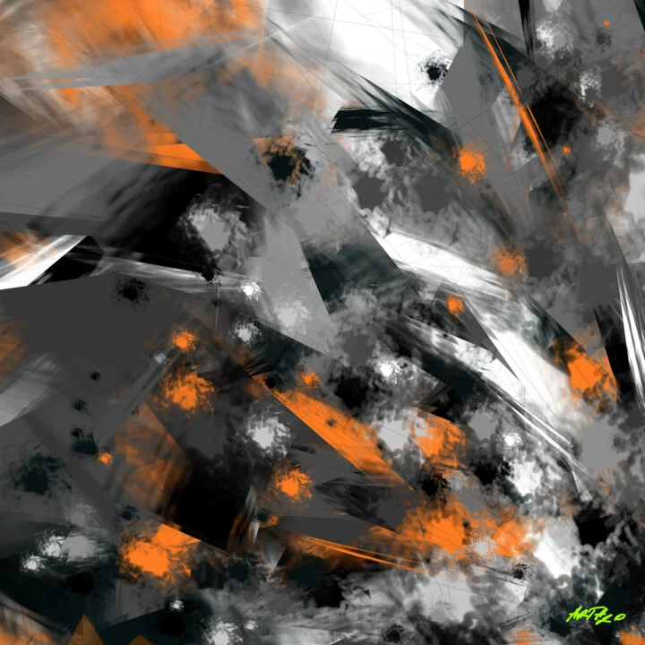 Click to view in high resolution Charcoal and Orange Abstract Digital