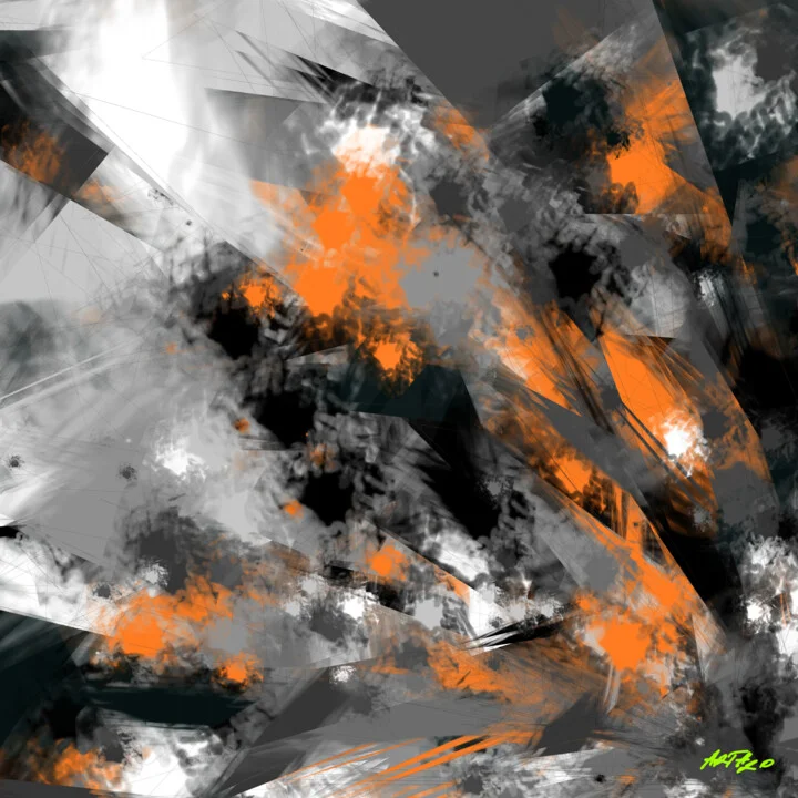 Click to view in high resolution Charcoal Orange Generative Artwork