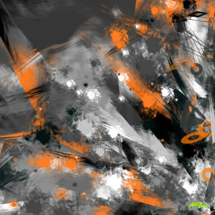 Click to view in high resolution Neon Orange and Charcoal Digital Art