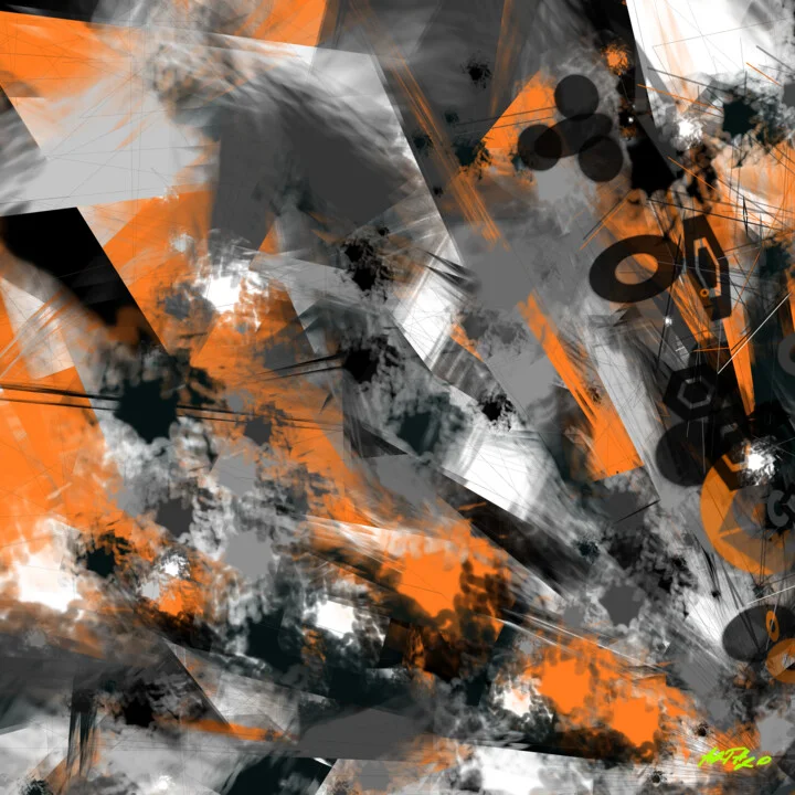Click to view in high resolution Dynamic Orange and Charcoal Abstract