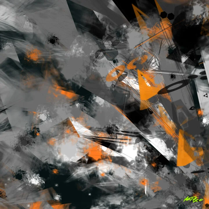 Click to view in high resolution Electric Orange and Charcoal Digital Composition