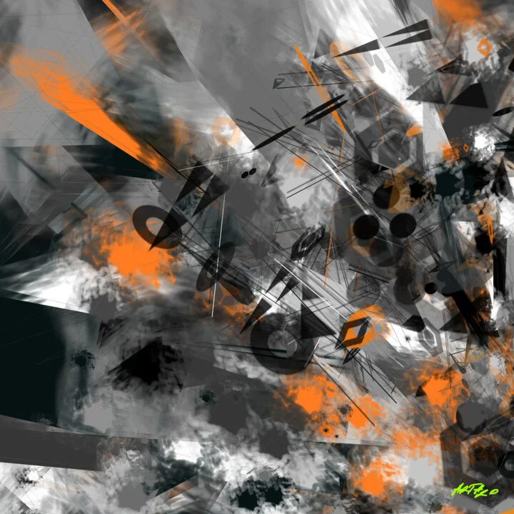 Click to view in high resolution Deep Teal and Orange Abstract Digital Art