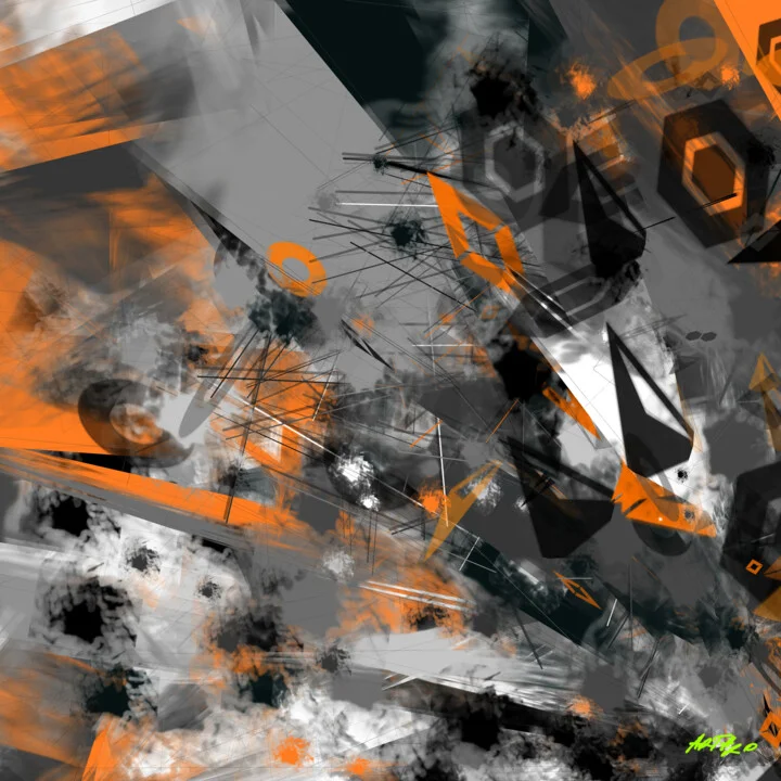 Click to view in high resolution Burnt Orange and Charcoal Geometric Digital Art