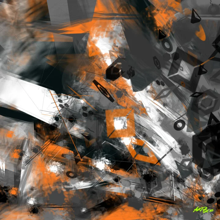 Click to view in high resolution Pumpkin Orange and Gray Geometric Digital Art