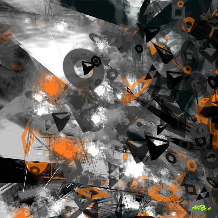 Click to view in high resolution Charcoal and Orange Teal Generative Design