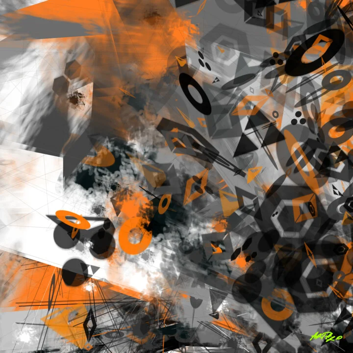 Click to view in high resolution Flame Orange and Charcoal Generative Art