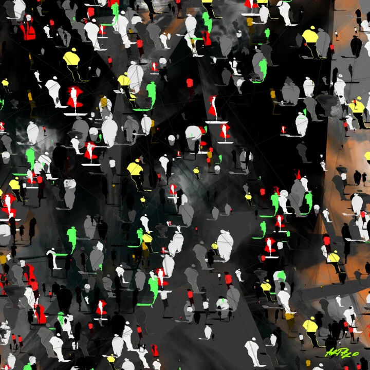 Click to view in high resolution Dynamic Neon Green Urban Scene Digital Art