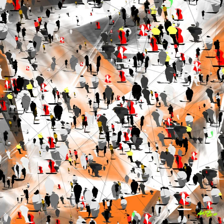 Click to view in high resolution Burnt Orange Station Crowd Digital Art