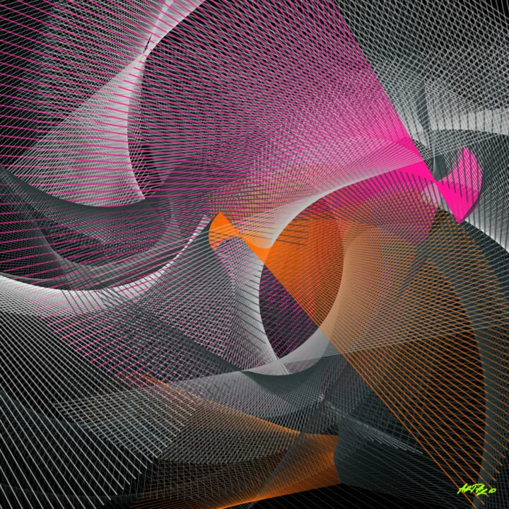 Click to view in high resolution Magenta and Neon Orange Line Digital Art