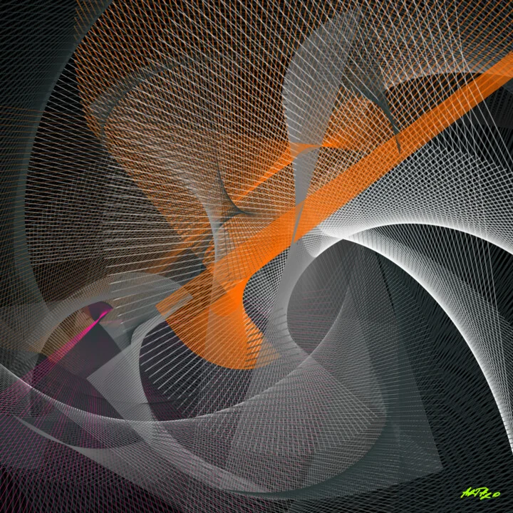 Click to view in high resolution Orange and Gray Line Abstract Digital Art