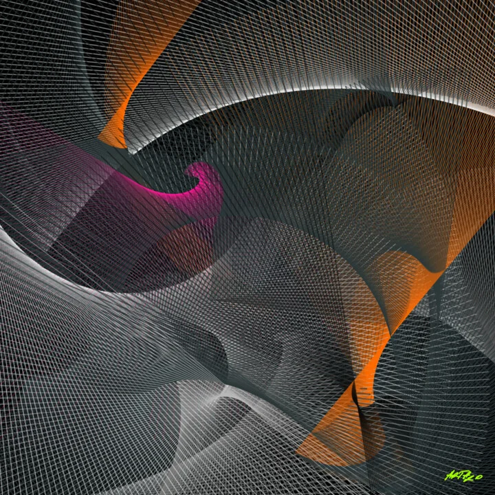 Click to view in high resolution Tangerine and Magenta Wave Digital Piece