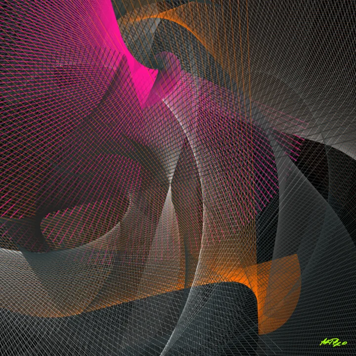Click to view in high resolution Magenta and Burnt Orange Mesh Digital Art